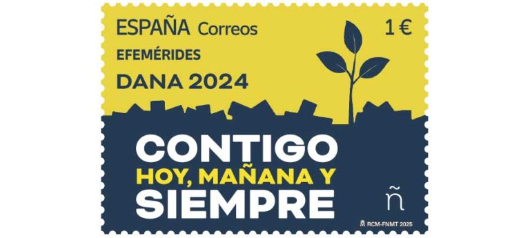 Sello dedicado a la DANA 2024 con el lema “Contigo hoy, mañana y siempre”